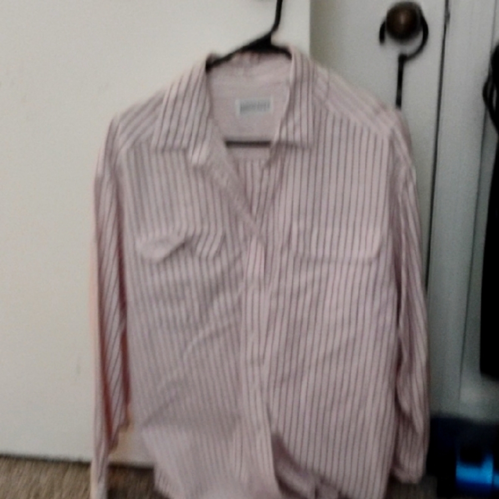 Pink Casual Button Down Shirt with Stripes